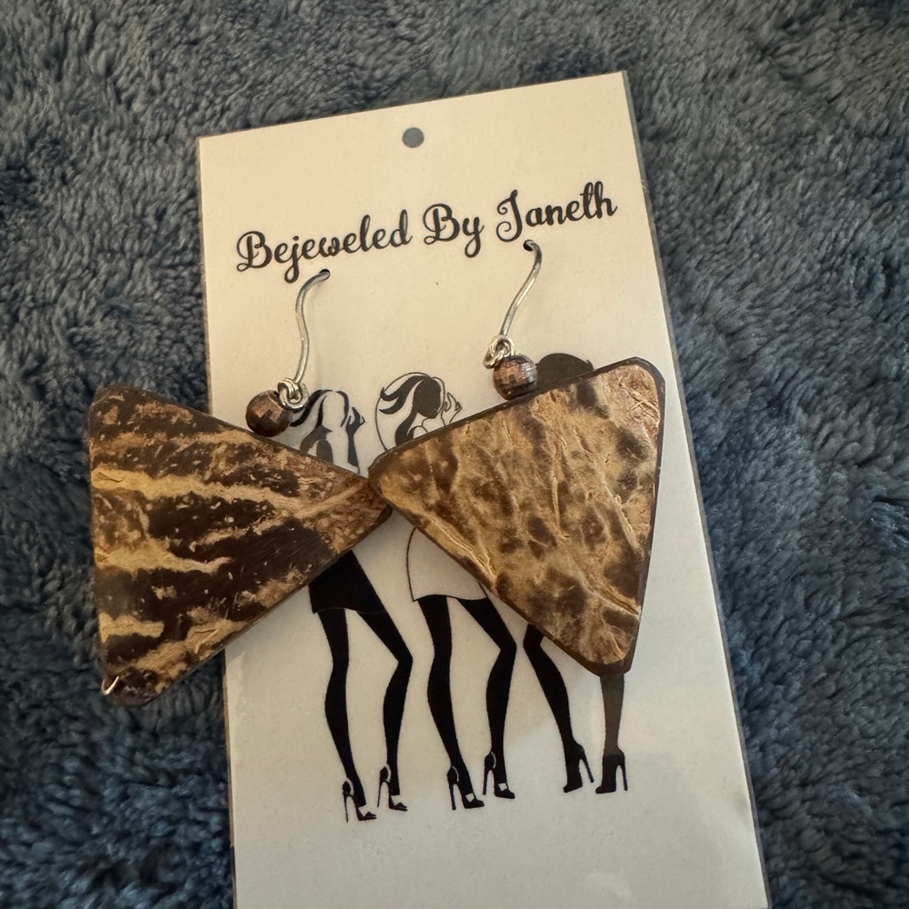 Brown Triangle Earrings